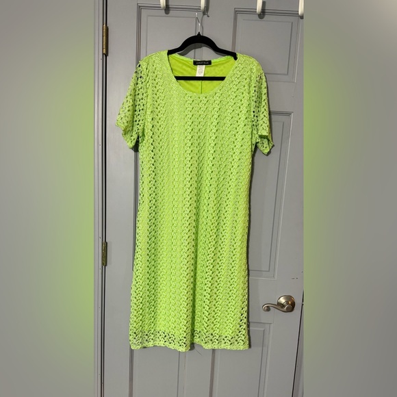 Ashley Blue Dresses & Skirts - Vintage 90’s Ashley Blue Lime Crochet Dress with 60’s vibe